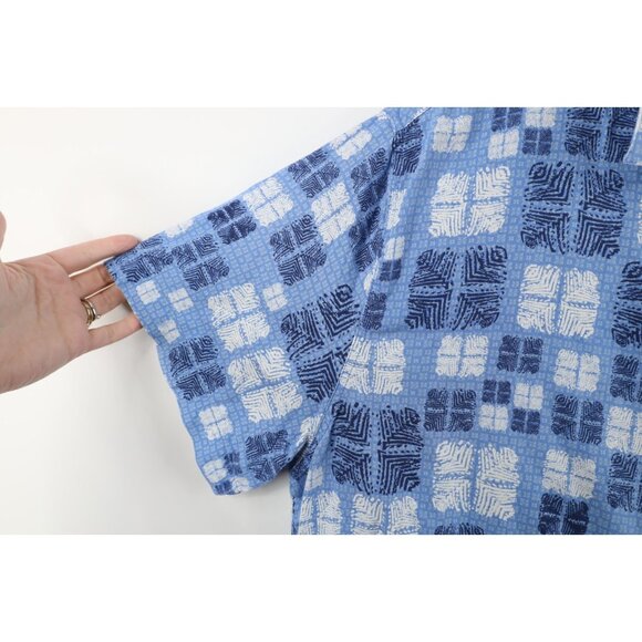 Nat Nast Luxury Originals Mens 2XL Silk Blend Geometric Hawaiian Button Shirt - Picture 9 of 12